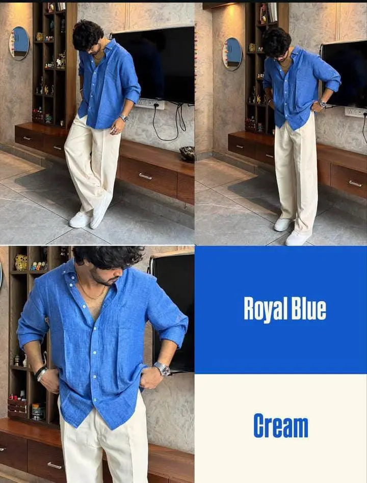 LINEN SHIRT RICH BLUE COLOUR (SHIRT & TROUSER COMBO)
